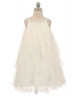 Beaded Neck Chiffon Ruffle Knee Length Flower Girl Dress